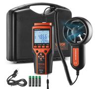 VEVOR Anemómetro Portátil para Medir Velocidad del Viento CFM Temperatura del Viento -10~60 °C Sensación Térmica del Viento Anemómetro Digital con Pantalla LED para Navegar, Volar con Drones, HVAC