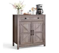 VEVOR Aparador de Cocina 75 x 37,5 x 80 cm, Mueble Auxiliar con Cajón Estantes Ajustables, Estilo Casa de Campo, Dispositivo Antivuelco, Armario de Almacenamiento para Salón Entrada Comedor, Gris