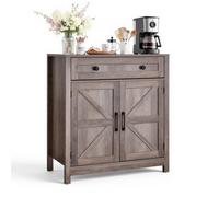 VEVOR Aparador de Cocina 75 x 37,5 x 80 cm, Mueble Auxiliar con Cajón Estantes Ajustables, Estilo Casa de Campo, Dispositivo Antivuelco, Armario de Almacenamiento para Salón Entrada Comedor, Gris