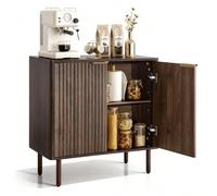 VEVOR Aparador de Estilo Medieval con 2 Estantes, para Salón, Recibidor o Cocina, con Herrajes Antivuelco y Patas Ajustables, 80 x 37,5 x 80 cm, Nogal, para Guardar Una Cafetera, Vajilla, Fotos