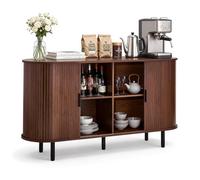 VEVOR Aparador de Estilo Medieval, con 2 Puertas Correderas Verticales, para Salón o Recibidor, 140 x 40 x 75 cm, Acabado en Nogal, para Guardar Cafetera, Vajilla, Fotos y Objetos Decorativos