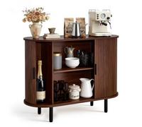 VEVOR Aparador de Estilo Medieval, con 2 Puertas Correderas y Patas, Ideal para Salón o Recibidor, 100 x 40 x 75 cm, Acabado en Nogal, para Guardar Cafetera, Vajilla, Fotos y Objetos Decorativos