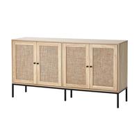VEVOR Aparador de Ratán de 1500 x 360 x 800 mm con 4 Puertas Magnéticas y Estantes Ajustables, Armario de Ratán Aparador Tipo Buffet para Pasillo, Entrada, Sala de Estar o Cocina, Color Madera