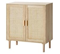 VEVOR Aparador de Ratán de 800 x 375 x 880 mm con 2 Puertas Magnéticas y Estantes Ajustables, Armario de Ratán Aparador Tipo Buffet para Pasillo, Entrada, Sala de Estar o Cocina, Color Madera