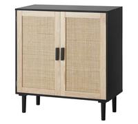 VEVOR Aparador de Ratán de 800 x 375 x 880 mm con 2 Puertas Magnéticas y Estantes Ajustables, Armario de Ratán Aparador Tipo Buffet para Pasillo, Entrada, Sala de Estar o Cocina, Color Negro