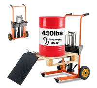 VEVOR Apilador Hidráulico con Cabrestante, Capacidad de Carga de 205 kg Transpaleta con Mesa Elevadora Altura Máxima de Elevación de 90 cm, Carrito de Mesa Plegable y Portátil, Amarillo y Negro