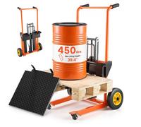 VEVOR Apilador Hidráulico con Cabrestante Carga de 205 kg, Capacidad de Carga de 205 kg, Mesa Elevadora Hidráulica, Elevación de 100 cm, Plegable y Portátil, con Ruedas, para Fábricas, Almacenes