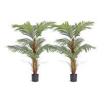 VEVOR Árbol Artificial 1219mm Planta Artificial PE Areca Palmera 2 Árboles Falsos Verdes con Maceta 127x113 mm Decoración de Plantas Falsas para Hogar Oficina Centros Comerciales Interiores Exteriores