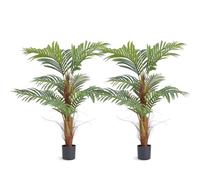 VEVOR Árbol Artificial 1219mm Planta Artificial PE Areca Palmera 2 Árboles Falsos Verdes con Maceta 127x113 mm Decoración de Plantas Falsas para Hogar Oficina Centros Comerciales Interiores Exteriores