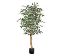 VEVOR Árbol Artificial de Ficus Alto de 1524 mm Planta Artificial de PE para Decoración Árbol Verde Planta Falsa para Hogar, Oficina, Hotel, Centro Comercial, Interior y Exterior, Maceta Negra