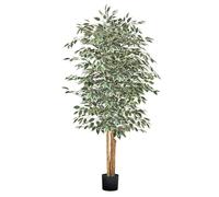 VEVOR Árbol Artificial de Ficus Alto de 1829 mm Planta Artificial de PE para Decoración Árbol Verde Planta Falsa para Hogar, Oficina, Hotel, Centro Comercial, Interior y Exterior, Maceta Negra