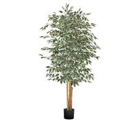 VEVOR Árbol Artificial de Ficus Alto de 1829 mm Planta Artificial de PE para Decoración Árbol Verde Planta Falsa para Hogar, Oficina, Hotel, Centro Comercial, Interior y Exterior, Maceta Negra