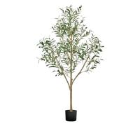 VEVOR Árbol Artificial de Olivo Alto de 1524 mm Planta Artificial de PE para Decoración Árbol Verde Planta Falsa para Hogar, Oficina, Hotel, Centro Comercial, Interior y Exterior, Maceta Negra