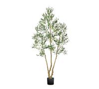 VEVOR Árbol Artificial de Olivo Alto de 2134 mm Planta Artificial de PE para Decoración Árbol Verde Planta Falsa para Hogar, Oficina, Hotel, Centro Comercial, Interior y Exterior, Maceta Negra