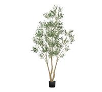 VEVOR Árbol Artificial de Olivo Alto de 2438 mm Planta Artificial de PE para Decoración Árbol Verde Planta Falsa para Hogar, Oficina, Hotel, Centro Comercial, Interior y Exterior, Maceta Negra