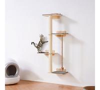 VEVOR Árbol para gatos alto de 4 niveles, juego de muebles de pared para gatos con 4 tablas para saltar, estante flotante para gatos montado en la pared de hasta 40 libras, percha para gatos de madera