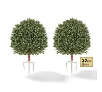 VEVOR Árboles Artificiales Exterior 508 mm 2 Árboles Topiarios Artificiales para Macetas, Bordes, Caminos, con Hojas de PE, Estacas de Acero y Follaje de Boj para Decoración Exterior Verde Todo el Año