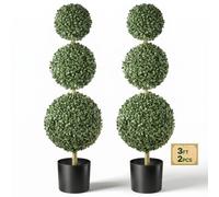 VEVOR Árboles Artificiales Exterior 914 mm, 2 Topiarios de Boj con Macetas