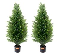 VEVOR Árboles Topiarios Artificiales de Cedro 300 x 300 x 900 mm 2 uds Verde