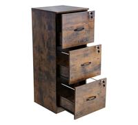 VEVOR Archivador Vertical, Archivador 410 x 400 x 1030mm de 3 Cajones con Cerradura, Barra de Suspensión Ajustable de 2 Niveles para Archivos de Tamaño A4/Carta/Legal para Oficina, Marrón y Negro