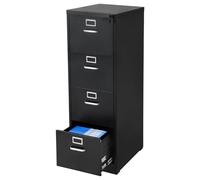 VEVOR Archivador Vertical de Metal, Archivador Vertical 450 x 620 x 1340 mm de 4 Cajones con Cerradura, Barra de Suspensión Desmontable para Archivos de Tamaño A4/Carta/Legal para Oficina, Negro