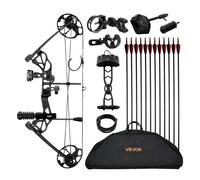 VEVOR Arco Compuesto, Paquete de Arco Compuesto Ajustable de 482,6-762 mm para Principiantes, Peso de Tiro de 8,62-31,75 kg, para Diestros con Equipo de Caza, 97,536 m/s, Negro, 770 x 310 x 60 mm