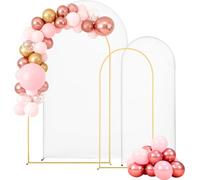 VEVOR Arco de Boda de Metal Color Dorado, 2,2 x 1,2 m/1,8 x 0,8 m, Arco de Globos con Cubierta para Bodas, Fiestas de Cumpleaños, Festivales y Ceremonias, Marco Superior Semicircular Arqueado