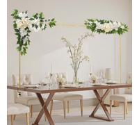 VEVOR Arco de Mesa, Ajustable de 711,2 a 2489,2 mm de Largo y de 330,2 a 1066,8 mm de Alto, con Varilla Decorativa y Flores, Marco de Globo Dorado para Decoración de Bodas, Cumpleaños y Navidad