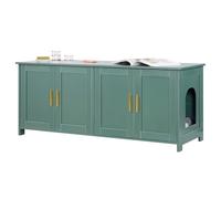 VEVOR Arenero para Gatos, 1200 x 450 x 500 mm, con 4 Puertas 2 Entradas, Mueble de Interior, Caseta de Madera, Compatible con la Mayoría de Areneros, Verde, Carga Superior 60 kg e Inferior 45 kg