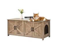 VEVOR Arenero para Gatos, 1200 x 450 x 500 mm, con 4 Puertas 2 Entradas, Mueble de Interior, Caseta de Madera, Compatible con la Mayoría de Areneros, Verde, Carga Superior 60 kg e Inferior 45 kg