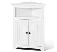 VEVOR Armario de Almacenamiento de Esquina de 645 x 325 x 845 mm, Armario de Almacenamiento Pequeño de 3 Niveles con 2 Puertas de Madera y Estantes Ajustables para Sala de Estar, Cocina, Baño, Blanco