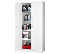VEVOR Armario de Almacenamiento Metálico de 5 Niveles 80 x 40 x 175 cm, Gabinete de Garaje de Acero con Cerradura, para Herramientas de Despensa, Almacén, Sótano, Lavandería, Oficina, Blanco