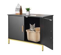VEVOR Armario de Almacenamiento para Arenero de Gatos, con Patas de Metal, para la Mayoría de Areneros, para Sala de Estar, 700 x 450 x 545 mm, Carga Máxima Peso de 60 kg, Color Negro y Dorado