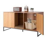 VEVOR Armario de Almacenamiento para Caja de Arena para Gatos, Caseta de Baño Oculta con Poste Rascador, Compatible con la Mayoría de Cajas de Arena, para Sala de Estar, 120 x 45 x 66,5 cm, Madera