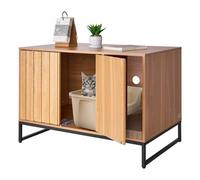 VEVOR Armario de Almacenamiento para Caja de Arena para Gatos, Escondite con Rascador, con Patas de Metal, Apto para la Mayoría de Cajas de Arena, para Sala de Estar, 80 x 51 x 56,8 cm, Madera