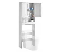 VEVOR Armario de Almacenamiento para Inodoro con Puerta Doble y Estante Ajustable, Organizador para Ahorrar Espacio sobre el Inodoro con Estante Abierto, Carga 30 kg, Blanco, 600 x 210 x 1651 mm