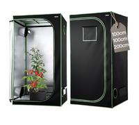 VEVOR Armario de Cultivo Interior 100x100x200 cm, Carpa de Cultivo con Ventana de Observación, Bandeja de Suelo y Cremallera, Mylar 600D de Alta Reflectancia, Tienda para Plantas, Flores, Verduras
