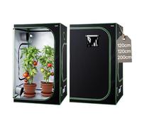 VEVOR Armario de Cultivo Interior 120x120x200 cm, Carpa de Cultivo con Ventana de Observación, Bandeja de Suelo y Cremallera, Mylar 600D de Alta Reflectancia, Tienda para Plantas, Flores, Verduras