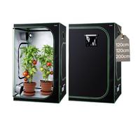 VEVOR Armario de Cultivo Interior 120x120x200 cm, Carpa de Cultivo con Ventana de Observación, Bandeja de Suelo y Cremallera, Mylar 600D de Alta Reflectancia, Tienda para Plantas, Flores, Verduras