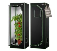 VEVOR Armario de Cultivo Interior 60x60x180 cm, Carpa de Cultivo con Ventana de Observación, Bandeja de Suelo y Cremallera, Mylar 600D de Alta Reflectancia, Tienda para Plantas, Flores, Verduras