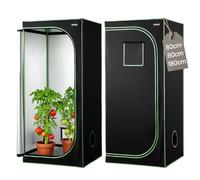 VEVOR Armario de Cultivo Interior 80 x 80 x 180 cm, Carpa de Cultivo con Ventana de Observación, Bandeja de Suelo y Cremallera, Mylar 600D de Alta Reflectancia, Tienda para Plantas, Flores, Verduras