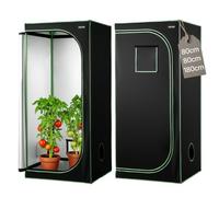 VEVOR Armario de Cultivo Interior 80 x 80 x 180 cm, Carpa de Cultivo con Ventana de Observación, Bandeja de Suelo y Cremallera, Mylar 600D de Alta Reflectancia, Tienda para Plantas, Flores, Verduras