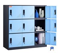 VEVOR Armario de metal gabinete de 9 puertas con ranura para tarjetas casilleros para empleados con llaves carga de 66 libras casilleros de almacenamiento para oficina, hogar, escuela, gimnasio, negro