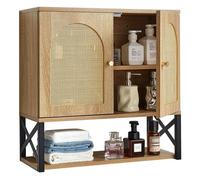 VEVOR Armario de Pared para Baño, Botiquín con 2 Puertas y Estantes Ajustables de 3 Niveles de Altura, con División Abierta, para Cocina, Baño, Lavadero, Aglomerado + MDF, 600 x 249 x 600 mm