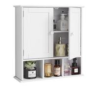 VEVOR Armario de Pared para Baño, con 2 Puertas y Estantes Ajustables, Fabricado con Aglomerado y MDF, Armario Colgante con 3 Compartimentos Abiertos para Cocina e Inodoro, 560 x 180 x 585 mm