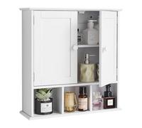 VEVOR Armario de Pared para Baño, con 2 Puertas y Estantes Ajustables, Fabricado con Aglomerado y MDF, Armario Colgante con 3 Compartimentos Abiertos para Cocina e Inodoro, 560 x 180 x 585 mm