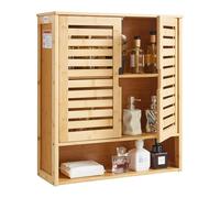 VEVOR Armario de Pared para Baño con 2 Puertas y Estantes Ajustables, Ideal para Colocar sobre el Inodoro, con Compartimento Abierto para Cocina y Baño, Fácil de Instalar, 590 x 210 x 666 mm