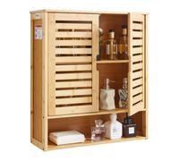 VEVOR Armario de Pared para Baño con 2 Puertas y Estantes Ajustables, Ideal para Colocar sobre el Inodoro, con Compartimento Abierto para Cocina y Baño, Fácil de Instalar, 590 x 210 x 666 mm