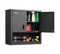VEVOR Armario de Pared para Taller, 762 x 305 x 762 mm, Armario de Herramientas de Metal para Colgar con Puerta con Cerradura, Capacidad de 163,3 kg, para Garaje, Sótano, Cocina y Almacén, Negro