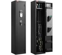 VEVOR Armario Ignífugo para Armas, con Sensor de Huellas Dactilares, Teclado Digital y Llave, Cargador, Iluminación LED y Soportes Ajustables, 300 x 280 x 1396 mm, para Coleccionistas y Amantes